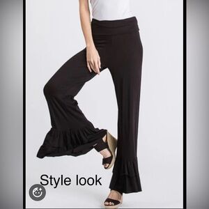 Otto'dame Elegant Black Flared Hem Pants